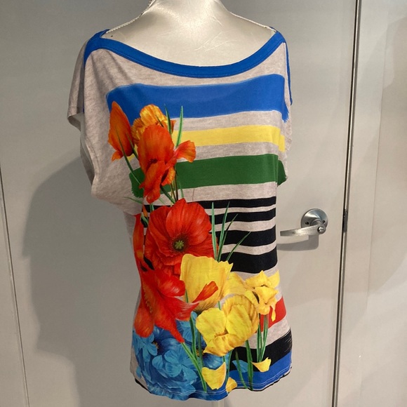 DESIGUAL Floral Tee short sleeves Size : Medium - Picture 3 of 10